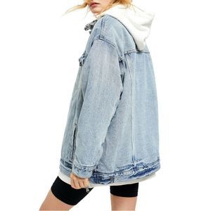 Free People Jacket Wild Ones Faux Shearling Denim